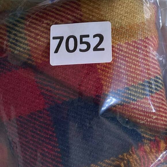 OSFM Acrylic Plaid Fringe Blanket Scarf Red Blue Yellow Orange - Picture 5 of 5